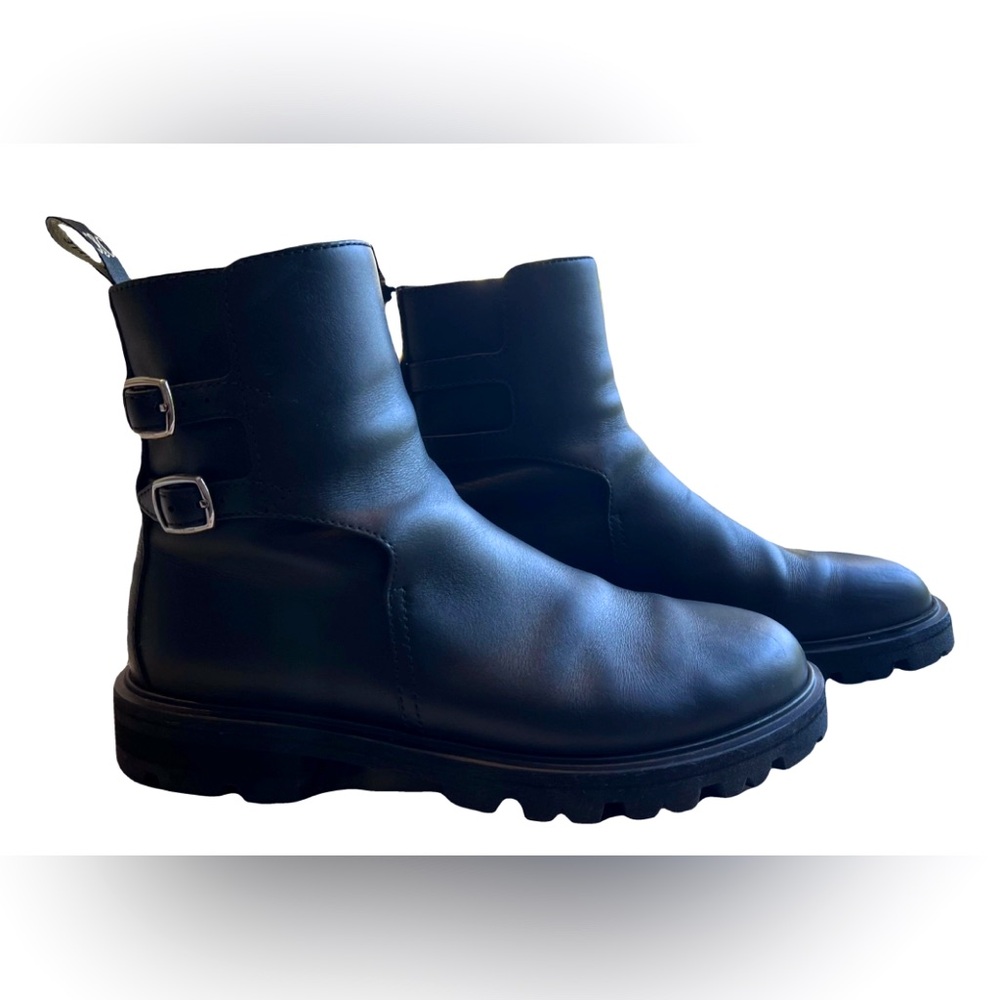 Celine Bulky Black Leather Biker Boots EU42/US11.5